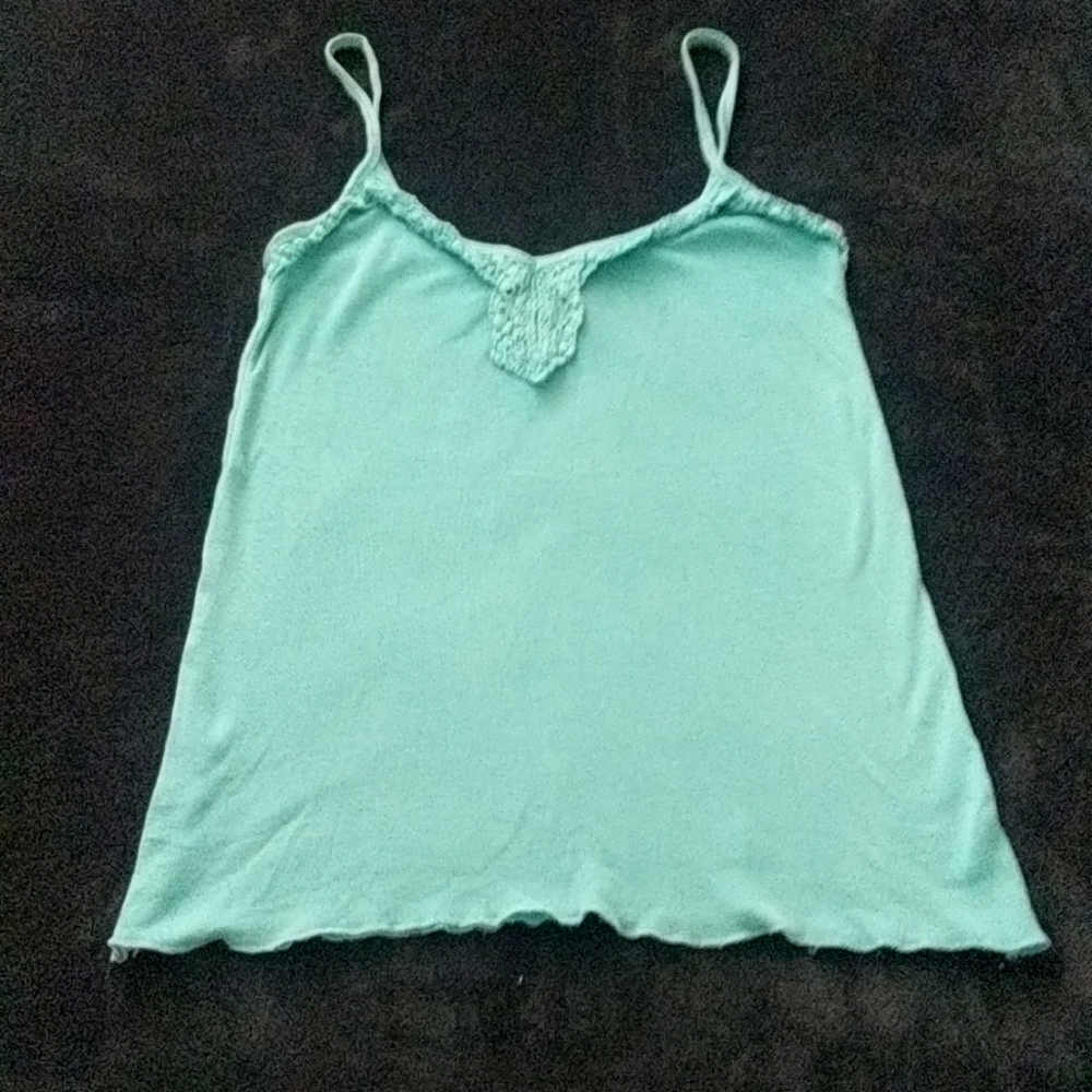 Decorative Crochet Light Teal Perfect Fit Tank Top